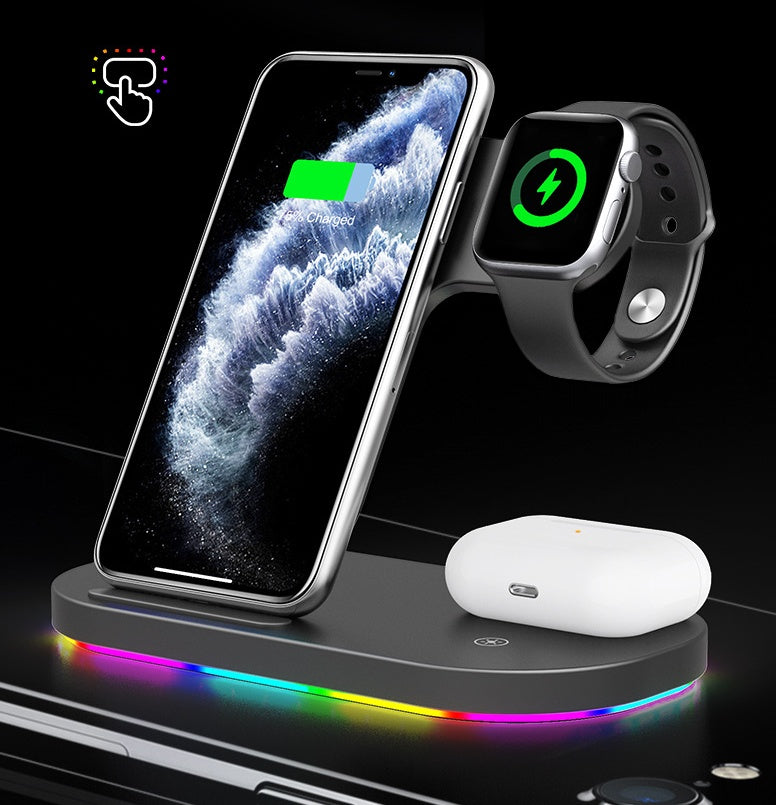 Three In One Wireless Charging Stand For Fast Charging Three In One Wireless Charging Stand For Fast Charging